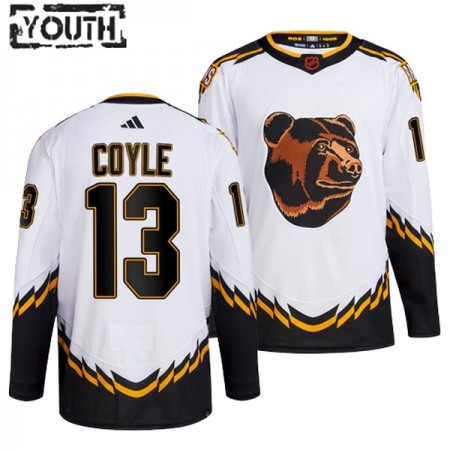 Boston Bruins Dresy Charlie Coyle 13 Adidas 2022-23 Bílý Reverse Retro 2.0 Authentic - Dětské Boston Bruins Dresy Charlie Coyle 13 Adidas 2022-23 Bílý Reverse Retro 2.0 Authentic - Dětské